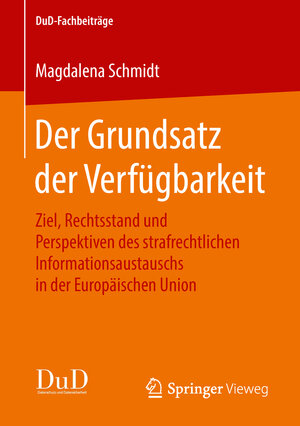 Buchcover Der Grundsatz der Verfügbarkeit | Magdalena Schmidt | EAN 9783658222420 | ISBN 3-658-22242-5 | ISBN 978-3-658-22242-0