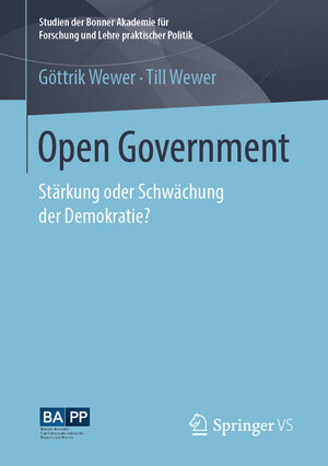 Buchcover Open Government | Göttrik Wewer | EAN 9783658240066 | ISBN 3-658-24006-7 | ISBN 978-3-658-24006-6