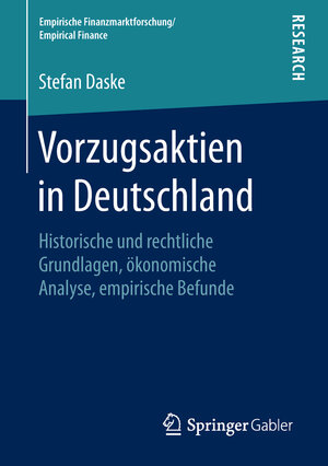 Buchcover Vorzugsaktien in Deutschland | Stefan Daske | EAN 9783658257750 | ISBN 3-658-25775-X | ISBN 978-3-658-25775-0