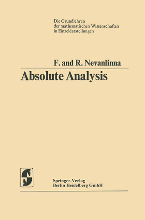 Buchcover Absolute Analysis | Frithjof Nevanlinna | EAN 9783662002513 | ISBN 3-662-00251-5 | ISBN 978-3-662-00251-3