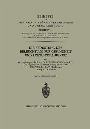 Buchcover Die Bedeutung der Beleuchtung für Gesundheit und Leistungsfähigkeit  | EAN 9783662019153 | ISBN 3-662-01915-9 | ISBN 978-3-662-01915-3