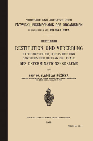 Buchcover Restitution und Vererbung | Vladislav Ruzicka | EAN 9783662020425 | ISBN 3-662-02042-4 | ISBN 978-3-662-02042-5