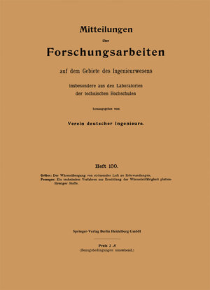 Buchcover Mitteilungen über Forschungsarbeiten auf dem Gebiete des Ingenieurwesens | Heinrich Gröber | EAN 9783662022177 | ISBN 3-662-02217-6 | ISBN 978-3-662-02217-7