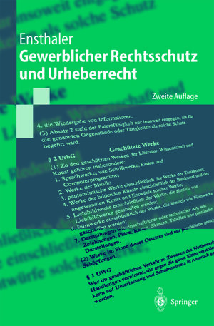 Buchcover Gewerblicher Rechtsschutz und Urheberrecht | Jürgen Ensthaler | EAN 9783662074893 | ISBN 3-662-07489-3 | ISBN 978-3-662-07489-3