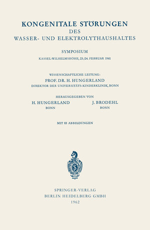 Buchcover Kongenitale Störungen des Wasser- und Elektrolythaushaltes  | EAN 9783662121788 | ISBN 3-662-12178-6 | ISBN 978-3-662-12178-8