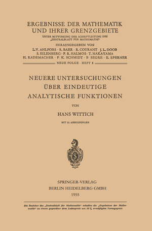Buchcover Neuere Untersuchungen Über Eindeutige Analytische Funktionen | Hans Wittich | EAN 9783662125755 | ISBN 3-662-12575-7 | ISBN 978-3-662-12575-5