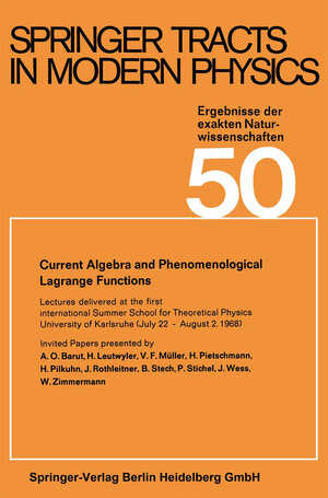 Buchcover Current Algebra and Phenomenological Lagrange Functions | Gerhard Höhler | EAN 9783662158951 | ISBN 3-662-15895-7 | ISBN 978-3-662-15895-1