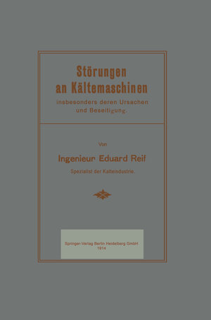 Buchcover Störungen an Kältemaschinen | Eduard Reif | EAN 9783662230466 | ISBN 3-662-23046-1 | ISBN 978-3-662-23046-6