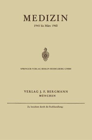 Buchcover Medizin | Verlag J. F. Bergmann | EAN 9783662233009 | ISBN 3-662-23300-2 | ISBN 978-3-662-23300-9