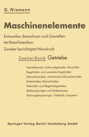 Buchcover Maschinenelemente | Gustav Niemann | EAN 9783662233177 | ISBN 3-662-23317-7 | ISBN 978-3-662-23317-7