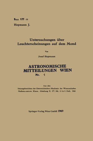 Buchcover Untersuchungen über Leuchterscheinungen auf dem Mond | Josef Hopmann | EAN 9783662247853 | ISBN 3-662-24785-2 | ISBN 978-3-662-24785-3