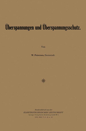 Buchcover Überspannungen und Überspannungsschutz | Waldemar Petersen | EAN 9783662248225 | ISBN 3-662-24822-0 | ISBN 978-3-662-24822-5