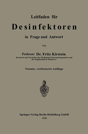 Buchcover Leitfaden für Desinfektoren in Frage und Antwort | Fritz Kirstein | EAN 9783662253953 | ISBN 3-662-25395-X | ISBN 978-3-662-25395-3