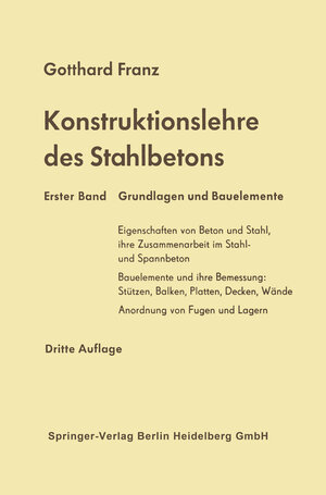 Buchcover Konstruktionslehre des Stahlbetons | Gotthard Franz | EAN 9783662254806 | ISBN 3-662-25480-8 | ISBN 978-3-662-25480-6