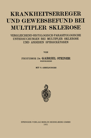 Buchcover Krankheitserreger und Gewebsbefund bei Multipler Sklerose | Gabriel Steiner | EAN 9783662270509 | ISBN 3-662-27050-1 | ISBN 978-3-662-27050-9
