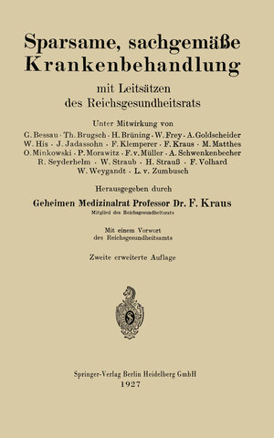 Buchcover Sparsame, sachgemäße Krankenbehandlung | Friedrich Kraus | EAN 9783662282335 | ISBN 3-662-28233-X | ISBN 978-3-662-28233-5