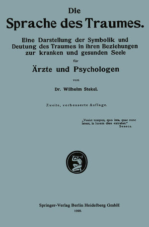 Buchcover Die Sprache des Traumes | Wilhelm Stekel | EAN 9783662300015 | ISBN 3-662-30001-X | ISBN 978-3-662-30001-5