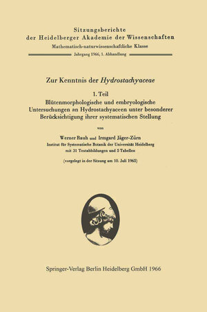 Buchcover Zur Kenntnis der Hydrostachyaceae | Werner Rauh | EAN 9783662304624 | ISBN 3-662-30462-7 | ISBN 978-3-662-30462-4