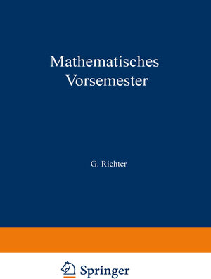 Buchcover Mathematisches Vorsemester  | EAN 9783662304754 | ISBN 3-662-30475-9 | ISBN 978-3-662-30475-4