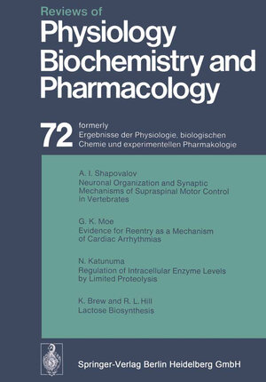 Buchcover Reviews of Physiology, Biochemistry and Pharmacology | R. H. Adrian | EAN 9783662310854 | ISBN 3-662-31085-6 | ISBN 978-3-662-31085-4