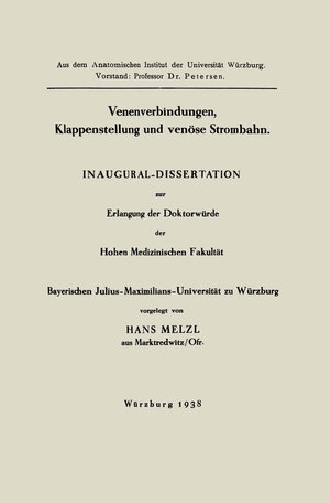 Buchcover Inaugural-Dissertation | Hans Melzl | EAN 9783662315026 | ISBN 3-662-31502-5 | ISBN 978-3-662-31502-6
