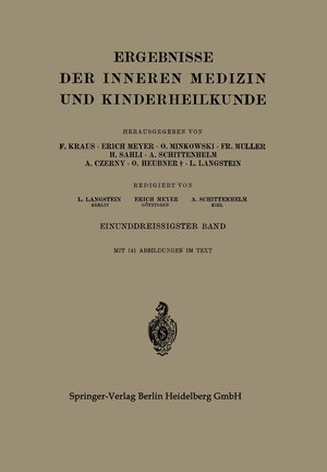Buchcover Ergebnisse der Inneren Medizin und Kinderheilkunde | Leo Langstein | EAN 9783662321935 | ISBN 3-662-32193-9 | ISBN 978-3-662-32193-5