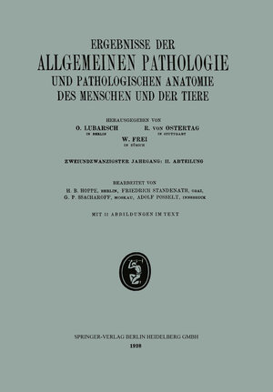 Buchcover Ergebnisse der Allgemeinen Pathologie und Pathologischen Anatomie des Menschen und der Tiere | H. B. Hoppe | EAN 9783662325377 | ISBN 3-662-32537-3 | ISBN 978-3-662-32537-7