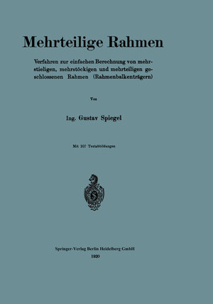Buchcover Mehrteilige Rahmen | Gustav Spiegel | EAN 9783662327890 | ISBN 3-662-32789-9 | ISBN 978-3-662-32789-0