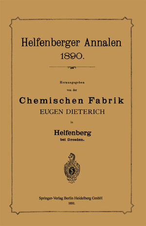 Buchcover Helfenberger Annalen 1890 | Chemischen Fabrik | EAN 9783662335666 | ISBN 3-662-33566-2 | ISBN 978-3-662-33566-6