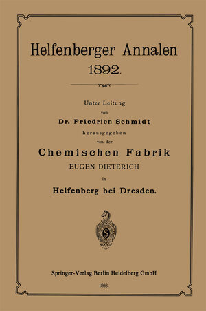 Buchcover Chemischen Fabrik | Eugen Dieterich | EAN 9783662339626 | ISBN 3-662-33962-5 | ISBN 978-3-662-33962-6