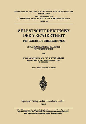 Buchcover Selbstschilderungen der Verwirrtheit | Wilhelm Mayer-Groß | EAN 9783662342206 | ISBN 3-662-34220-0 | ISBN 978-3-662-34220-6