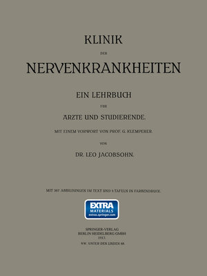 Buchcover Klinik der Nervenkrankheiten | Leo Jacobsohn | EAN 9783662342688 | ISBN 3-662-34268-5 | ISBN 978-3-662-34268-8