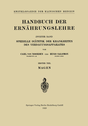 Buchcover Handbuch der Ernährungslehre | Carl von Noorden | EAN 9783662342787 | ISBN 3-662-34278-2 | ISBN 978-3-662-34278-7