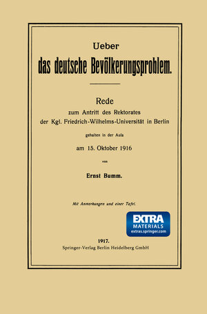 Buchcover Ueber das deutsche Bevölkerungsproblem | Ernst Bumm | EAN 9783662347508 | ISBN 3-662-34750-4 | ISBN 978-3-662-34750-8