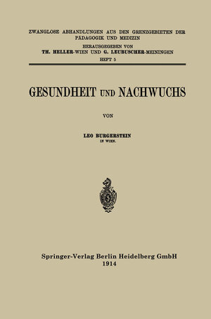 Buchcover Gesundheit und Nachwuchs | Leo Burgerstein | EAN 9783662348895 | ISBN 3-662-34889-6 | ISBN 978-3-662-34889-5