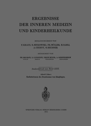 Buchcover Katheterismus des Duodenums von Säuglingen | Alfred F. Heß | EAN 9783662379370 | ISBN 3-662-37937-6 | ISBN 978-3-662-37937-0