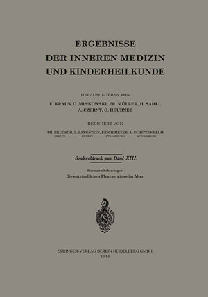 Buchcover Die entzündlichen Pleuraergüsse im Alter | Hermann Schlesinger | EAN 9783662380000 | ISBN 3-662-38000-5 | ISBN 978-3-662-38000-0