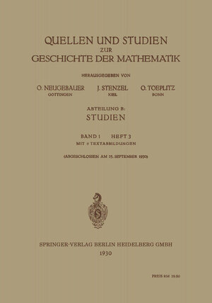 Buchcover Quellen und Studien zur Geschichte der Mathematik | O. Neugebauer | EAN 9783662382929 | ISBN 3-662-38292-X | ISBN 978-3-662-38292-9