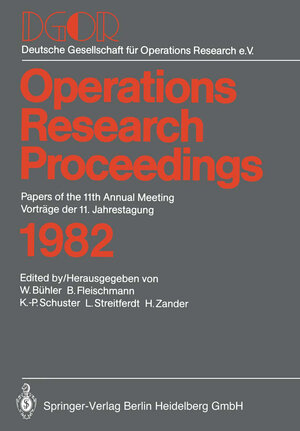 Buchcover Operations Research Proceedings 1982 | W. Bühler | EAN 9783662385296 | ISBN 3-662-38529-5 | ISBN 978-3-662-38529-6