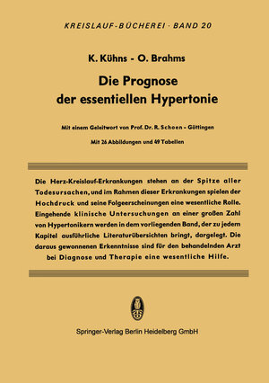 Buchcover Die Prognose der Essentiellen Hypertonie | Klaus Kühns | EAN 9783662414651 | ISBN 3-662-41465-1 | ISBN 978-3-662-41465-1