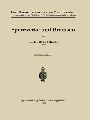 Buchcover Sperrwerke und Bremsen | Richard Hänchen | EAN 9783662414736 | ISBN 3-662-41473-2 | ISBN 978-3-662-41473-6