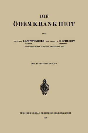 Buchcover Die Ödemkrankheit | Alfred Schittenhelm | EAN 9783662425046 | ISBN 3-662-42504-1 | ISBN 978-3-662-42504-6