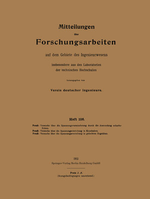Buchcover Mitteilungen über Forschungsarbeiten aus dem Gebiete des Ingenieurwesens | Ernst Preuss | EAN 9783662425060 | ISBN 3-662-42506-8 | ISBN 978-3-662-42506-0