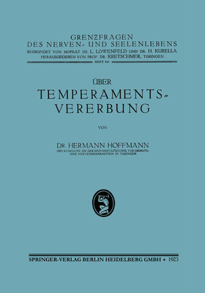 Buchcover Über Temperamentsvererbung | Hermann Hoffmann | EAN 9783662429242 | ISBN 3-662-42924-1 | ISBN 978-3-662-42924-2
