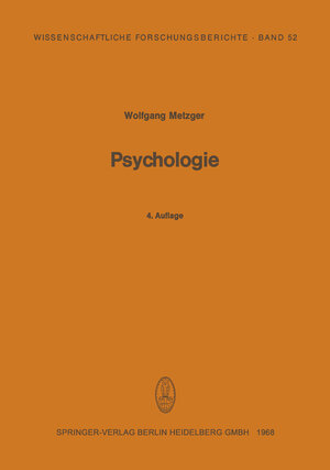 Buchcover Psychologie | Wolfgang Metzger | EAN 9783662431887 | ISBN 3-662-43188-2 | ISBN 978-3-662-43188-7