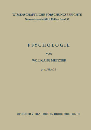 Buchcover Psychologie | Wolfgang Metzger | EAN 9783662431894 | ISBN 3-662-43189-0 | ISBN 978-3-662-43189-4