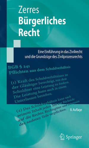 Buchcover Bürgerliches Recht | Thomas Zerres | EAN 9783662490273 | ISBN 3-662-49027-7 | ISBN 978-3-662-49027-3