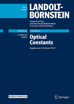 Buchcover Optical Constants | Christian Wohlfarth | EAN 9783662492345 | ISBN 3-662-49234-2 | ISBN 978-3-662-49234-5