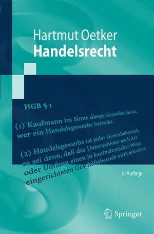 Buchcover Handelsrecht | Hartmut Oetker | EAN 9783662581414 | ISBN 3-662-58141-8 | ISBN 978-3-662-58141-4
