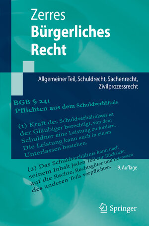 Buchcover Bürgerliches Recht | Thomas Zerres | EAN 9783662584606 | ISBN 3-662-58460-3 | ISBN 978-3-662-58460-6